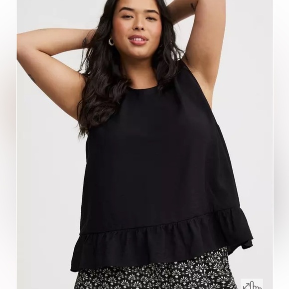 torrid Tops - NWT torrid Black Sleeveless Ruffle Hem Top